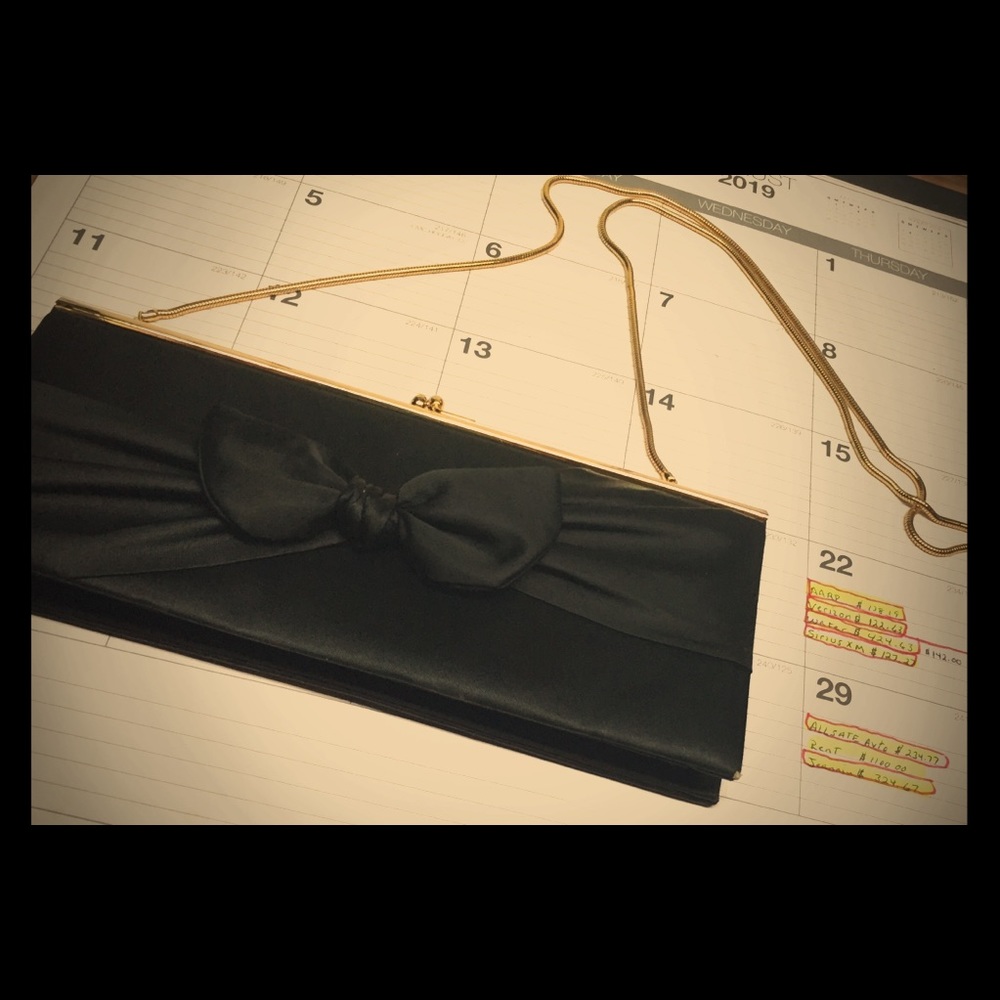 Classy Black Bow Tie Clutch